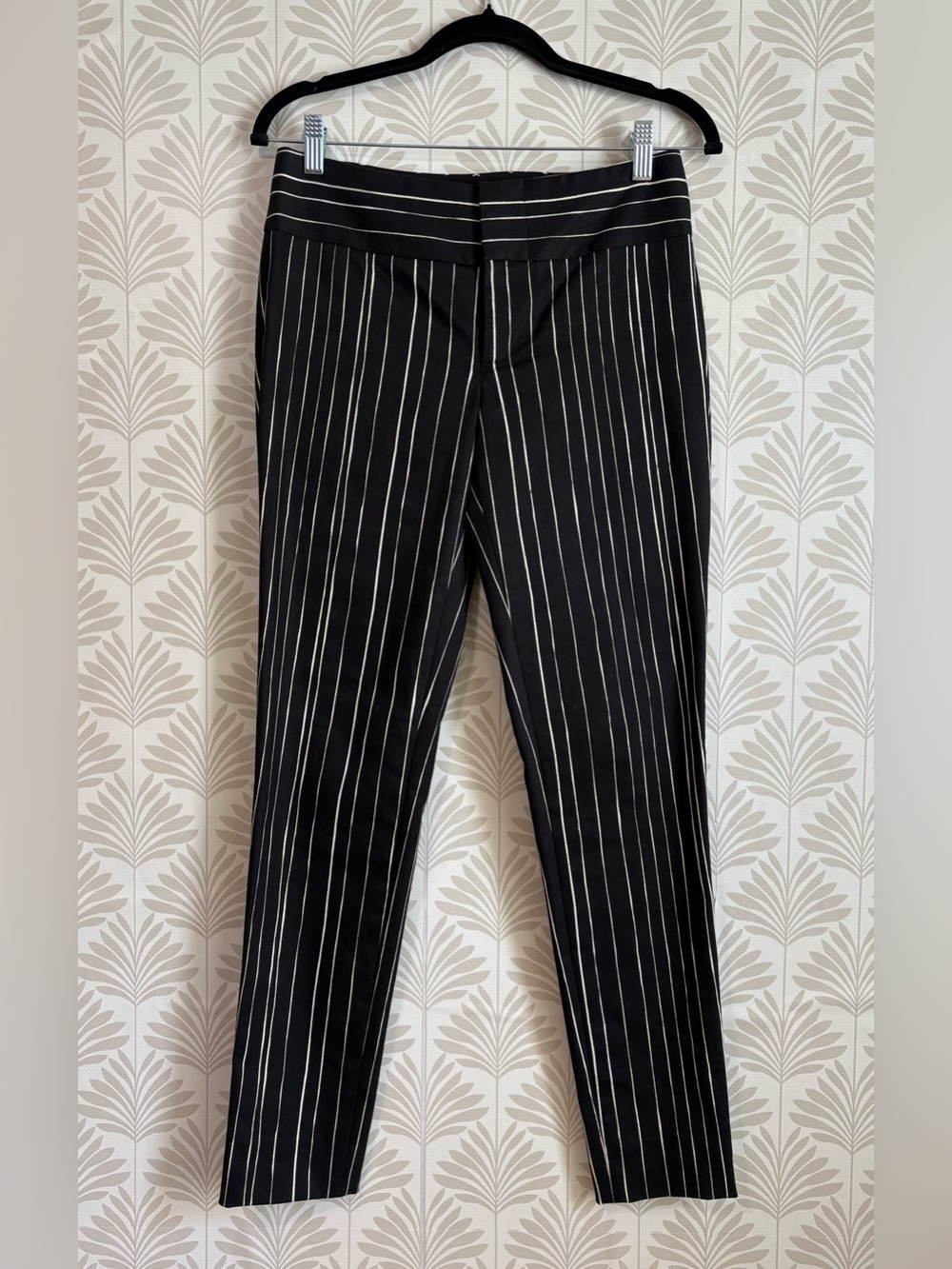 Alice + Olivia Black Pinstripe Skinny Trousers